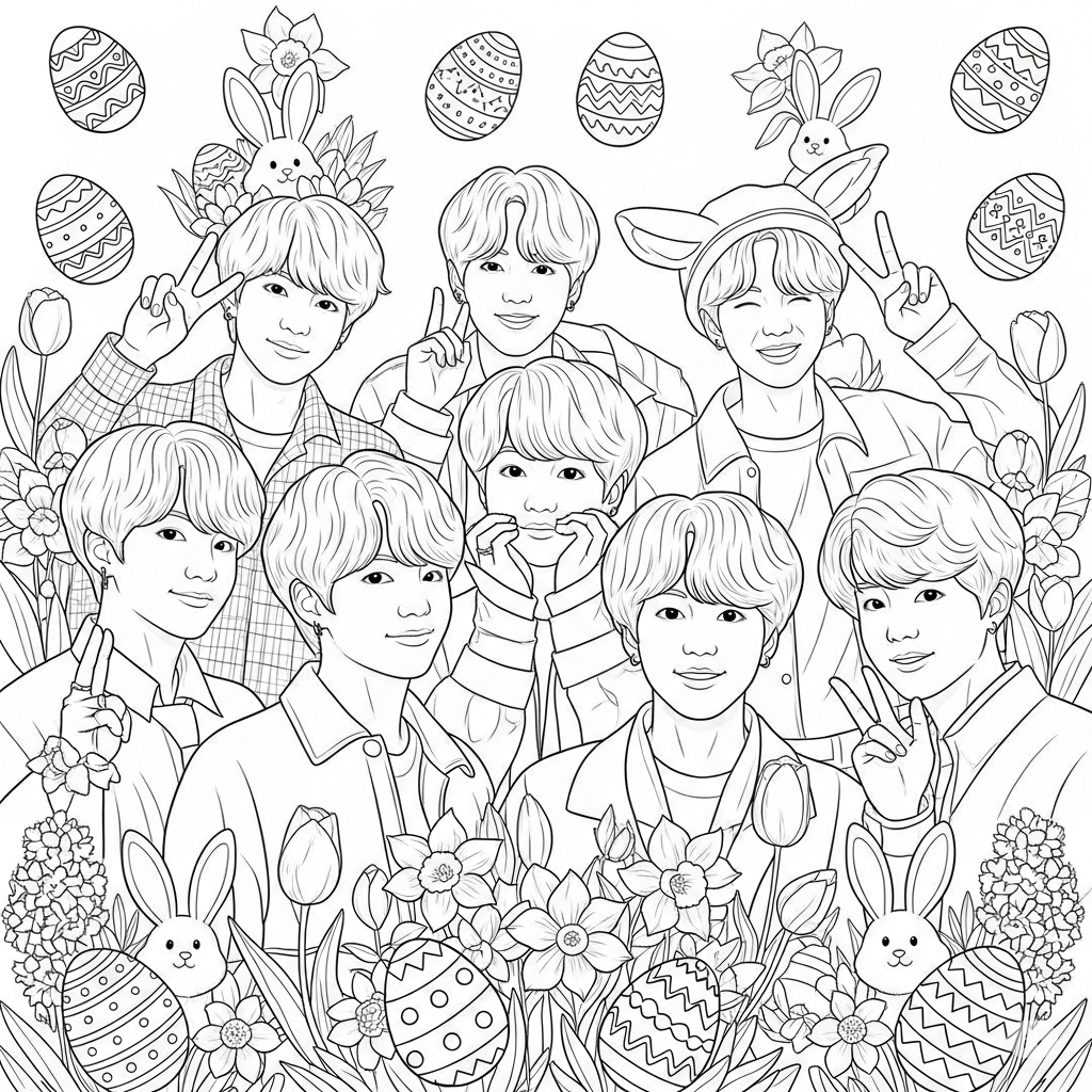 BTS Easter Coloring Book